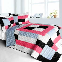 blancho bedding [Campus Belle] 3PC Vermicelli - Quilted Patchwork Quilt Set (Full/Queen Size)