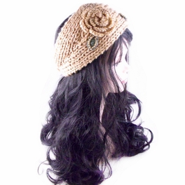 Blancho Bedding [Caramel Floral] Women Winter/Autumn Decorative Woolen Headwear/Headband