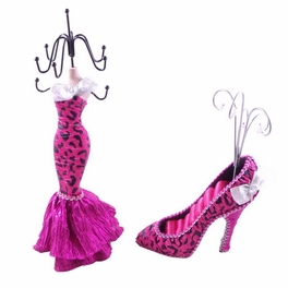 Blancho Bedding [Carmen] Jewelry Display Holder Stand Combo Hot Pink