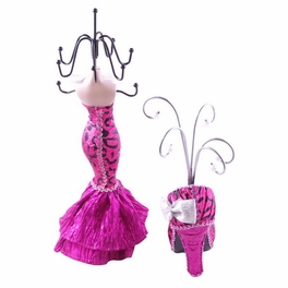 Blancho Bedding [Carmen] Jewelry Display Holder Stand Combo Hot Pink