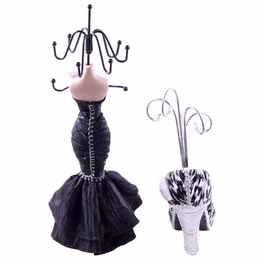 Blancho Bedding [Carol] Jewelry Display Holder Stand Combo Black