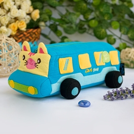 Blancho Bedding [Cat Bus] Embroidered Applique Pencil Pouch Bag / Cosmetic Bag / Carrying Case (7.7*2.8*2.4)