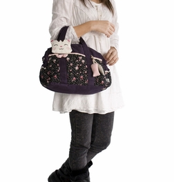 Blancho Bedding [Cat Catch The Fish] 100% Cotton Canvas Shoulder Bag / Swingpack / Travel Bag