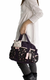 Blancho Bedding [Cat Catch The Fish] 100% Cotton Canvas Shoulder Bag / Swingpack / Travel Bag