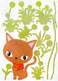 Blancho Bedding Cat Grass - Large Wall Decals Stickers Appliques Home Decor
