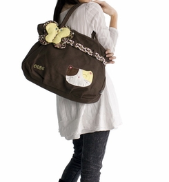 Blancho Bedding [Cat Loves Butterfly] 100% Cotton Canvas Shoulder Bag / Swingpack / Travel Bag