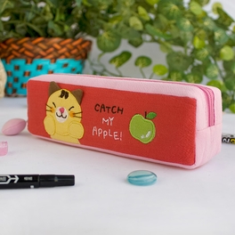 Blancho Bedding [Catch My Apple] Embroidered Applique Pencil Pouch Bag / Cosmetic Bag / Carrying Case (7.5*2.2*1.6)