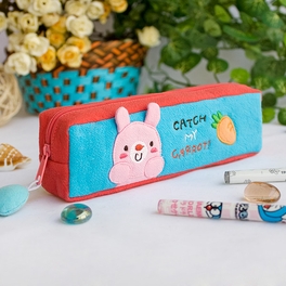 Blancho Bedding [Catch My Carrot] Embroidered Applique Pencil Pouch Bag / Cosmetic Bag / Carrying Case (7.5*2.2*1.6)