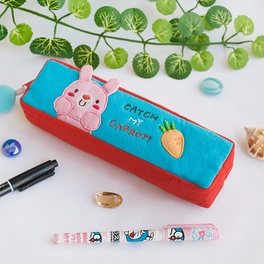 Blancho Bedding [Catch My Carrot] Embroidered Applique Pencil Pouch Bag / Cosmetic Bag / Carrying Case (7.5*2.2*1.6)