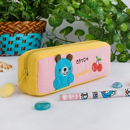Blancho Bedding [Catch My Cherry] Embroidered Applique Pencil Pouch Bag / Cosmetic Bag / Carrying Case (7.5*2.2*1.6)
