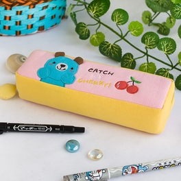 Blancho Bedding [Catch My Cherry] Embroidered Applique Pencil Pouch Bag / Cosmetic Bag / Carrying Case (7.5*2.2*1.6)