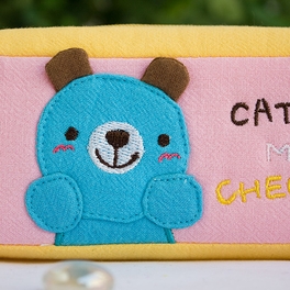 Blancho Bedding [Catch My Cherry] Embroidered Applique Pencil Pouch Bag / Cosmetic Bag / Carrying Case (7.5*2.2*1.6)