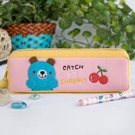 blancho bedding [Catch My Cherry] Embroidered Applique Pencil Pouch Bag / Cosmetic Bag / Carrying Case (7.5*2.2*1.6)