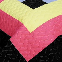Blancho Bedding [Charming Perfume] 3PC Vermicelli - Quilted Patchwork Quilt Set (Full/Queen Size)