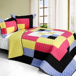 blancho bedding [Charming Perfume] 3PC Vermicelli - Quilted Patchwork Quilt Set (Full/Queen Size)