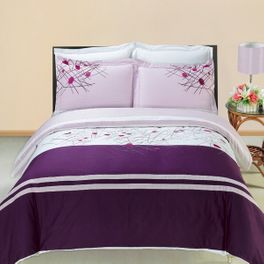 blancho bedding [Cherry Embroidered Printed Multi] 3PC Duvet covers Set (King/Cal-king)