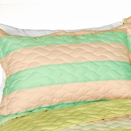 Blancho Bedding [Chic Cookie] 3PC Vermicelli-Quilted Patchwork Quilt Set (Full/Queen Size)