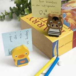 Blancho Bedding [Chicken & Wild Boar] - Card Holder / Wooden Clips / Wooden Clamps / Animal Clips