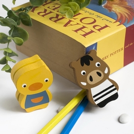 blancho bedding [Chicken & Wild Boar] - Card Holder / Wooden Clips / Wooden Clamps / Animal Clips