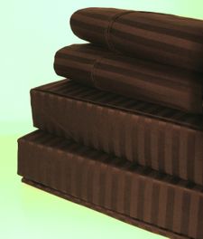 blancho bedding Chocolate Brown Stripe 600 Thread count Queen sheet set