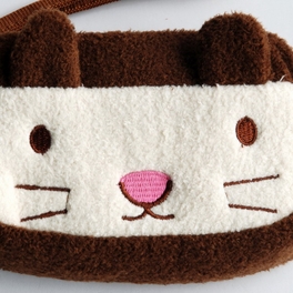 Blancho Bedding [Chocolate Cate] Embroidered Applique Fabric Art Wallet Purse/ Pouch Bag (5.1 X 3.7 X 1.4 Inches)