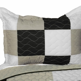 Blancho Bedding [City Light - B] Vermicelli-Quilted Patchwork Plaid Quilt Set Full/Queen