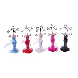 blancho bedding Classic - Set of 5 Dress Up Doll Necklace Display - Mini Jewelry Holder Jewelry Stand Combos (H) 7" x (W) 3"
