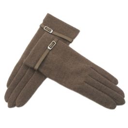 blancho bedding Classic Winter Warm Wool Cold Weather Glove for Women with Touch Screen Function 110 Light Brown