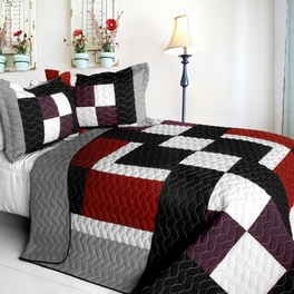 blancho bedding [Classical Sentiment] 3PC Vermicelli - Quilted Patchwork Quilt Set (Full/Queen Size)