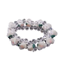 blancho bedding Clear Faceted Crystals Beautiful Flower-1 Bracelet Stretchable Stylish