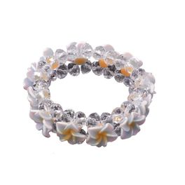 blancho bedding Clear Faceted Crystals Beautiful Flower-2 Bracelet Stretchable Stylish