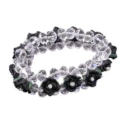 blancho bedding Clear Faceted Crystals Beautiful Flower-3 Bracelet Stretchable Stylish