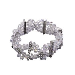 blancho bedding Clear Faceted Crystals Diamond Silver Bracelet Stretchable Stylish