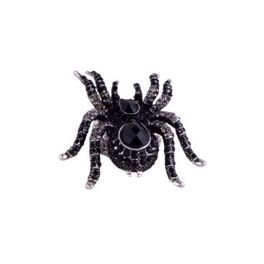blancho bedding Colored Crystal Silver Spider Ring (Black)