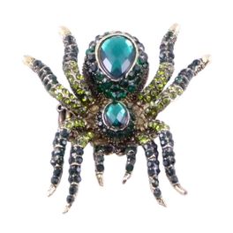 blancho bedding Colored Crystal Silver Spider Ring (Green)