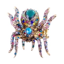 blancho bedding Colored Crystal Silver Spider Ring (Multi)