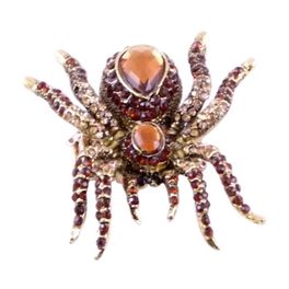 blancho bedding Colored Crystal Silver Spider Ring (Red)
