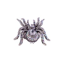 blancho bedding Colored Crystal Silver Spider Ring (Silver)