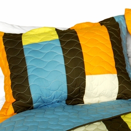Blancho Bedding [Colorful Bridge] 3PC Vermicelli-Quilted Patchwork Quilt Set (Full/Queen Size)