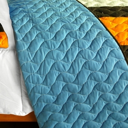Blancho Bedding [Colorful Bridge] 3PC Vermicelli-Quilted Patchwork Quilt Set (Full/Queen Size)