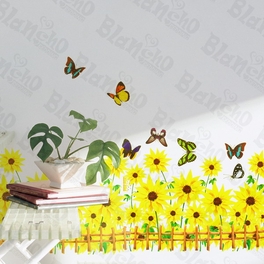 blancho bedding Colorful Butterfly and Blooming Flowers - Wall Decals Stickers Appliques Home D¨¦cor
