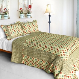 blancho bedding [Colorful Dots] Cotton 3PC Vermicelli-Quilted Dots Printed Quilt Set (Full/Queen Size)