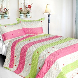 blancho bedding [Colorful Life] Cotton 2PC Vermicelli-Quilted Patchwork Quilt Set (Twin Size)
