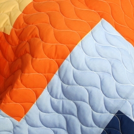Blancho Bedding [Colorful Wave] Brand New Vermicelli-Quilted Patchwork Quilt Set Full/Queen
