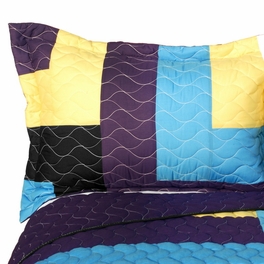 Blancho Bedding [Colors Quartet] 3PC Vermicelli - Quilted Patchwork Quilt Set (Full/Queen Size)