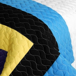 Blancho Bedding [Colors Quartet] 3PC Vermicelli - Quilted Patchwork Quilt Set (Full/Queen Size)