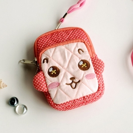 Blancho Bedding [Cordial Monkey] Embroidered Applique Fabric Art Wallet Purse/ Pouch Bag (2.9 X 4.7 X 0.98 Inches)