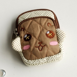 blancho bedding [Cordial Monkey] Embroidered Applique Fabric Art Wallet Purse/ Pouch Bag (2.9 X 4.7 X 0.98 inches)