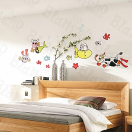 blancho bedding Cows Under The Sea - Large Wall Decals Stickers Appliques Home Decor