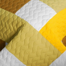 Blancho Bedding [Crazy Boxes - B] Vermicelli-Quilted Patchwork Geometric Quilt Set Full/Queen